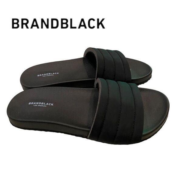 NEW in Box with Dustbag Brandblack Los Angeles Bonito Black Quilted Sandals - Picture 2 of 5